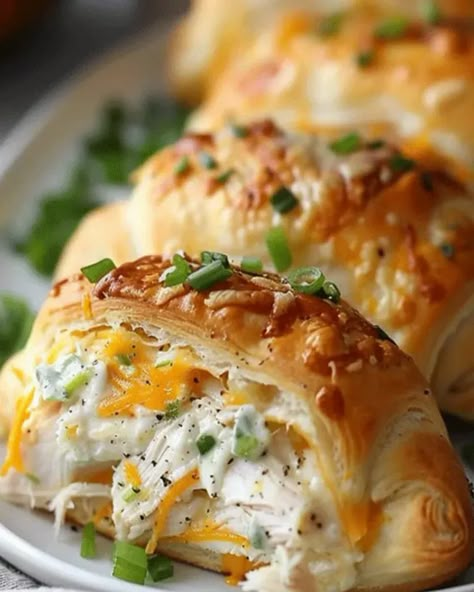 Cheesy Chicken Crescent Roll-Ups | Quick & Easy Dinner Chicken Stuffed Crescent Rolls, Refrigerator Dough, Dry Ribs, Optimal Recipes, Stuffed Crescent Rolls, Chicken Crescent Rolls, Chicken Crescent, Croissant Roll, Chicken Dressing