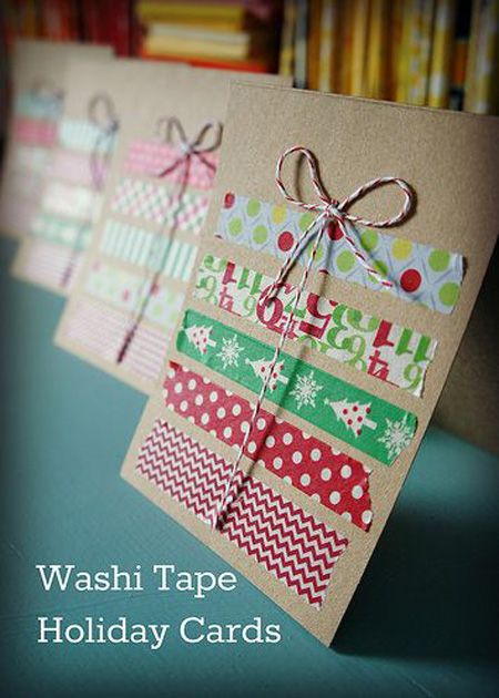 Christmas Stitch, Washi Tape Cards, Washi Tape Crafts, Homemade Christmas Cards, Christmas Card Crafts, Printable Christmas Cards, Handmade Christmas Decorations, Diy Christmas Cards, Easy Christmas Diy