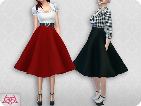 Colores Urbanos' Vintage Basic skirt 2 (original mesh) 1950 Outfits, Sims 4 Decades Challenge, Paloma Dress, Sims 4 Cc Skin, Sims 4 Dresses, Sims 4 Downloads, Vintage Dresses 50s, Basic Skirt, Sims 4 Update