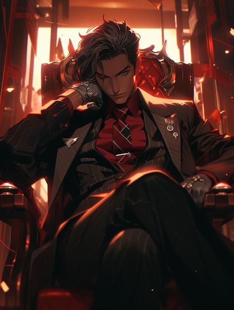 Mafia Boss, Live Screen Wallpaper, Dark Anime Guys, Sitting Poses, Man Character, Modern Fantasy, Anime Wall Art, Digital Art Anime, Character Design Male