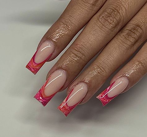 Red Marble French Tip Nails, Baddies Nails, Magenta Nails, Nails Care, Mode Swag, Acrylic Toes, Nails Arts, Red Acrylic Nails, Work Nails