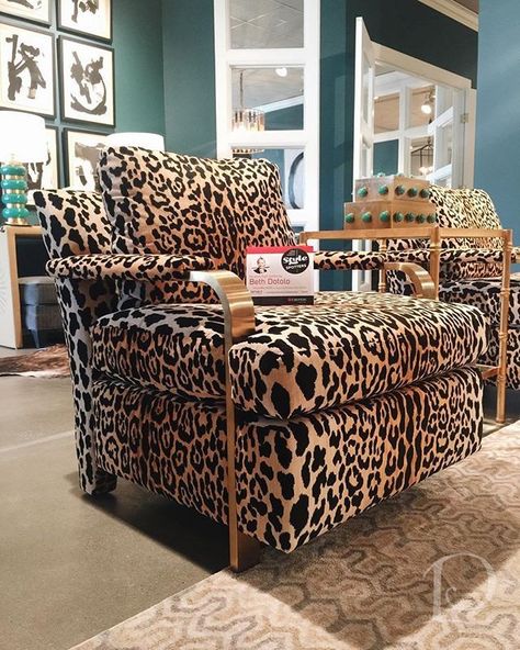 tobi fairley for cr laine leopard elle chair Leopard Print Chair, Fall Market, Animal Print Decor, High Point Market, Print Decor, Design Studios, Natural Home Decor, High Point, Living Room Inspiration