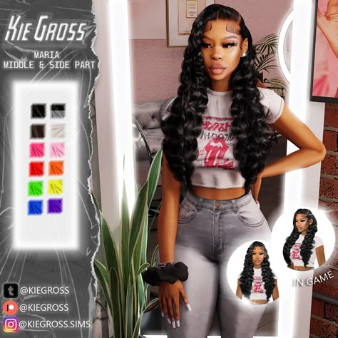 Middle Side Part, Sims 4 Free Mods, Sims 4 Black Hair, The Sims 4 Skin, Sims 4 Cc Kids Clothing, Play Sims 4, The Sims 4 Pc, Free Sims 4, The Sims 4 Packs