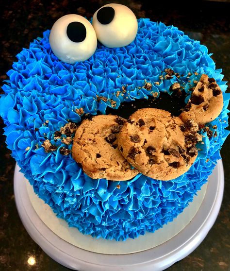 Cookie Monster Sheet Cake, Cookie Monster 1st Birthday Cake, Cookie Monster Cakes, Monster Birthday Cake, Tropical Birthday Cake, Monster Birthday Cakes, Seaseme Street, Cookie Birthday, Cookie Monster Cupcakes