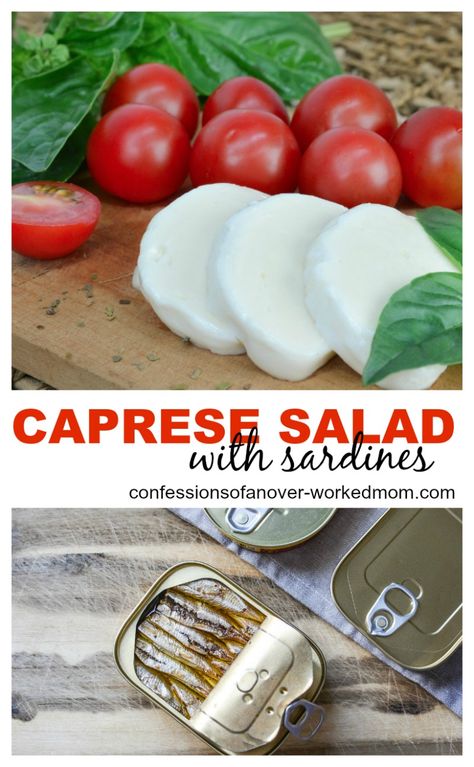 You are going to love this Caprese Salad with sardines! So, if you’re not a fan of sardines, you may be wondering why? Well, sardines are a great source of Vitamin B12 and we all need more of that in our diet. Salad With Sardines, Sardine Sandwich, Sardine Salad, Keto Italian, Homemade Cleaning Recipes, Caprese Salad Recipe, Caprese Pasta Salad, Creamy Salad Dressing, Caprese Pasta