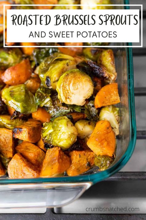 Brussel Sprouts And Sweet Potato Recipe, Brussels Sprouts And Sweet Potatoes, Sprouting Sweet Potatoes, Shredded Brussel Sprouts, Easy Autumn Recipes, Fresh Sage, Roasted Brussels Sprouts, Fall Dishes, Roasted Brussel Sprouts