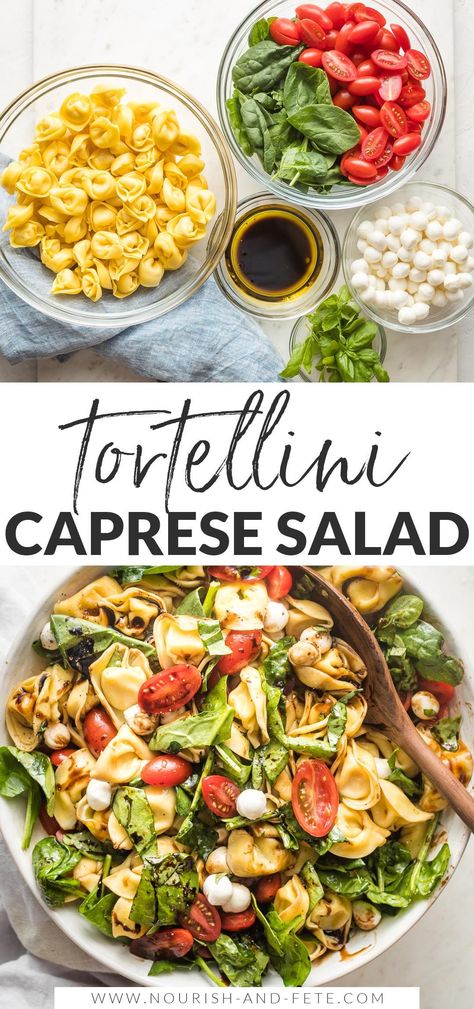 Tortellini Caprese Salad, Summer Flavors, Tortellini Salad, Salad Pasta, Easy Pasta Salad, Balsamic Dressing, Summer Lunch, Quick Lunch, Juicy Tomatoes