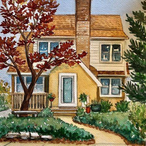 Watercolor House Painting, Painting House, Watercolor House, Watercolor House Portrait, Home Portrait, Custom House Portrait, House Portrait, House Sketch, Watercolor Paintings For Beginners