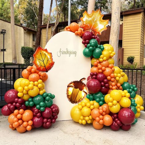 PRICES MAY VARY. 【Complete Fall Balloon Arch Kit】: This balloon garland kit includes a variety of balloons in different sizes: 2pcs 18" balloons, 20pcs 12" balloons, 50pcs 10" balloons, 40pcs 5" balloons. Colors include burnt orange, mustard yellow, deep green, and burgundy, along with foil Thanksgiving balloons shaped like leaves and chestnuts, ideal for decorating any autumn-themed event. 【Versatile Fall Theme Balloon Arch】: Perfect for Thanksgiving, autumn harvest parties, baby showers, weddi Thanksgiving Ballons Arch, Fall Color Balloon Arch, Thanksgiving Party Decorations Ideas, Sunset Balloons, Thanksgiving Balloon Garland, Fall Balloon Arch, Fall Balloon Garland, Thanksgiving Balloons, Fall Balloons