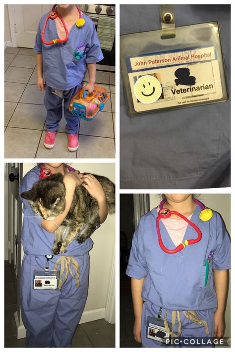 Diy Veterinarian Costume, Vet Career Day Costume, Diy Vet Costume Kids, Career Day Ideas Costumes, Diy Vet Costume, Nurse Career Day Ideas For Kids, Kids Career Day Costumes Ideas, Career Day Costumes, Career Day Dress Up Ideas