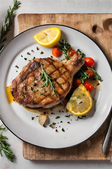 Pork Chop Recipes Mediterranean, Mediterranean Pork Chops, Recipes Mediterranean, Pork Chop Recipe, Pork Chop, Aromatic Herbs, Pork Chop Recipes, Pan Seared, Herbs And Spices