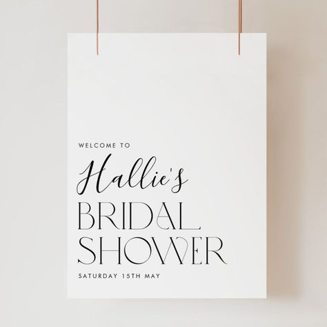 Minimalist Modern Bridal Shower Welcome Sign Simple Bridal Shower, Black Calligraphy, Bridal Shower Backdrop, White Bridal Shower, Blue Bridal Shower, Modern Bridal Shower, Elegant Bridal Shower, Welcome Signs, Bridal Shower Welcome Sign