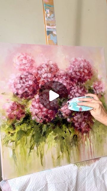 Fall Flower Paintings, Fall Flower Paintings On Canvas, How To Paint Flowers Acrylic, How To Paint Flowers With Palette Knife, Floral Painting Videos, Dark Floral Painting Acrylic, Paint In Canvas. White Flowers, Flower Painting Acrylic, Flowers Acrylic Painting