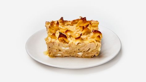 We Need To Talk About Noodle Kugel | Bon Appétit Stolen Recipe, Noodle Kugel Recipe, Matzo Meal, Food Pasta, Dinner Dishes, Creamy Sauce, Vegetarian Cheese, Stick Of Butter, Bon Appetit