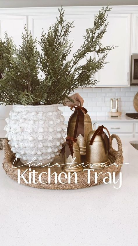 Here’s a simple way to style your kitchen island for the holidays 🌲 I found a few set of 3 oversized bells for less than $35 - Comment TRAY to get the link sent to your inbox Or You can shop LINK IN BIO . . . Christmas Kitchen Tray Decor Kitchen Decor Christmas Decorations Brown Christmas Decor . . . #christmas #christmasdecor #christmastree #christmasdecorations #christmastray #christmaskitchen #christmaskitchendecor | Nelly | Arizona Interior Designer | DM Production · Christmas Is Coming Brown Christmas Decor, Tray Decor Kitchen, Christmas Tray Decor, Kitchen Tray Decor, Kitchen Decor Christmas, Christmas Coffee Table Decor, Christmas Dining Table Decor, Christmas Entryway, Ideas Navideñas