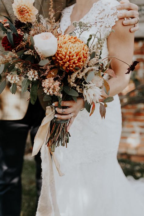 Bouquet Flowers Bride Bridal Orange Blush Oxlood Ribbon Cafe Au Lait Dahlias Roses Chrysanthemums Olive Foliage North Hidden Barn Wedding Autumn Jen Marino Photography #wedding #Bouquet #Flowers #Bride #Bridal #Orange #Blush #autumn Chrysanthemum Wedding Bouquet, Olive Foliage, Cafe Au Lait Dahlias, Wedding Foliage, Chrysanthemum Wedding, Chrysanthemum Bouquet, Dahlias Wedding, Flowers Bride, Wedding Autumn