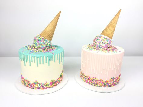 Target Birthday Cakes, Dripping Ice Cream, Cone Cakes, Ice Cream Birthday Party Theme, Ice Cream Cone Cake, Ice Cream Birthday Cake, 13 Birthday Cake, Ice Cream Birthday Party, Ice Cream Theme