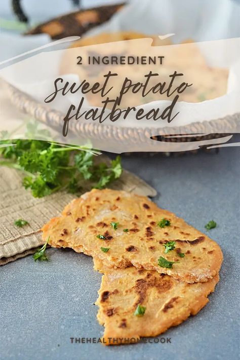 2 Ingredient Sweet Potato Flatbread – The Healthy Home Cook Sweet Potato Flatbread Gluten Free, Sweet Potato Flat Bread Recipe, Sabbath Bread, Sweet Potato Flatbread, Gluten Free Carbs, Potato Flatbread, Sweet Potato Rice, Buckwheat Bread, Lower Carb Meals