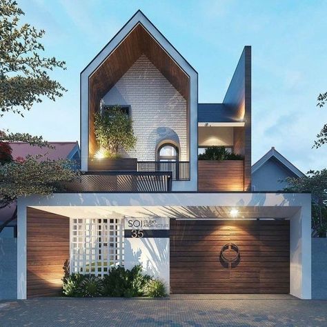 Beautiful Modern Homes, Eksterior Modern, House Beautiful Magazine, Cool Tree Houses, Cool Roof, Timber Cladding, Roof Design, Brickwork, Facade House