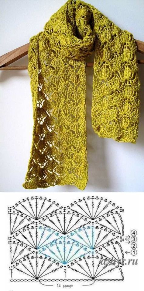 CHALE / ECHARPE / SNOOD – Elylou crochette Virkning Diagram, شال كروشيه, Crochet Lace Pattern, Shawl Crochet Pattern, Chale Crochet, Crochet Stitches Patterns, Crochet Poncho, Scarf Pattern, Crochet Scarves