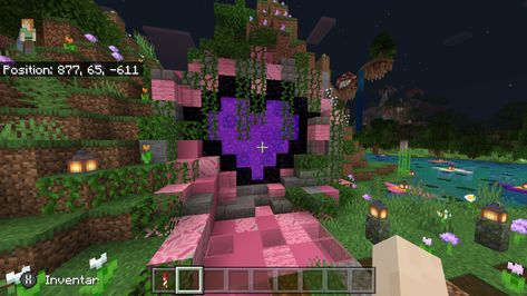 Minecraft Heart Pond, Pond Minecraft, Minecraft Heart, Minecraft Cottage, Minecraft Builds, Cute Heart, Baseball Field, Cottage Core, Minecraft