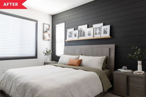 Mdf Shiplap, Black Shiplap Wall, Shiplap Interior, Shiplap Wall Paneling, Shiplap Bedroom, Peel And Stick Shiplap, Black Shiplap, Loft Style Bedroom, Shiplap Wall Diy