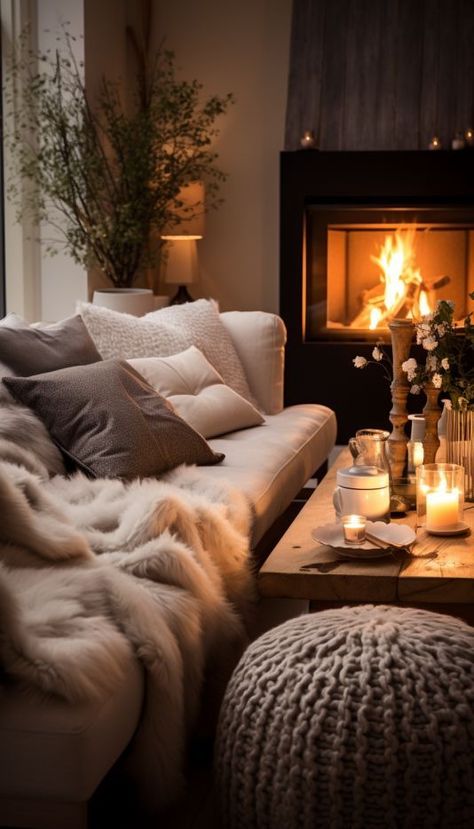 Hygge Living Room, Winter Living Room, Hygge Home, Living Room Inspo, A Living Room, Cozy Room, Cozy Living Rooms, Living Room Inspiration, Dream Home Design