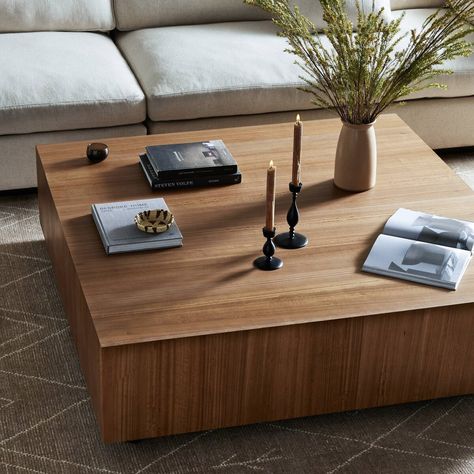 Hudson Large Square Coffee Table Natural Yukas Four Hands Oversized Square Coffee Table, Square Wood Coffee Table, Oversized Coffee Table, Large Square Coffee Table, Coffee Table Natural, Black Pine, Forces Of Nature, Console Table Accessories, Low Coffee Table