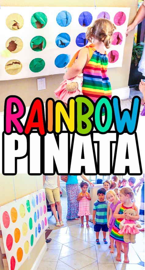 If you are looking for a rainbow pinata idea, then look no further than this Rainbow Punch Pinata. A For Adley Birthday Party, Pinata Alternative Ideas, Pinata Alternative, Punch Pinata, Three Esta Birthday Party, Rainbow Punch, Pinata Ideas, Rainbow Pinata, How To Make Pinata