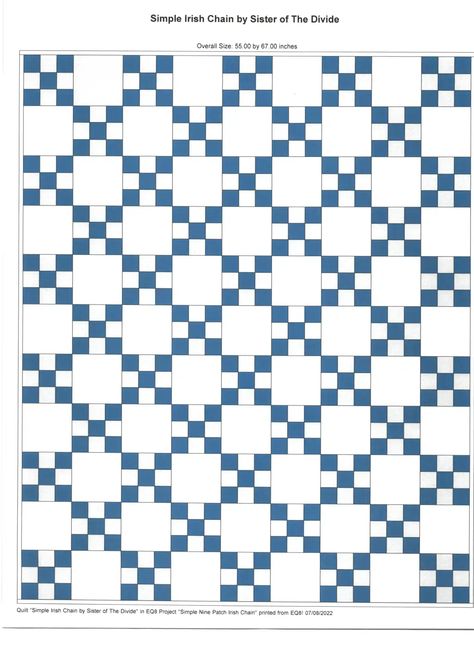 Simple 9 Patch Irish Chain by Sister of The Divide.pdf Single Irish Chain Quilt Pattern Free, Free Irish Chain Quilt Pattern, Irish Chain Quilt Pattern Free, Single Irish Chain Quilt, Irish Chain Quilt Pattern, Irish Chain Quilt, Quilt Projects, Nine Patch, Mini Charm