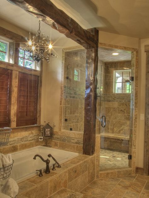 Spaces Rustic Shower Design, Pictures, Remodel, Decor and Ideas master bathroom...beating heart be still Paint Bathroom, Rustic Shower, Rustic House Plans, Mudroom Design, Rustic Bathrooms, Dream Bathrooms, Budget Diy, Shower Remodel, Rustic Bathroom