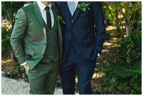 Navy And Green Wedding, Navy Blue Groom, Navy Groom, Olive Green Suit, Navy Suit Wedding, Cream Suit, Wedding Inspired, Marriage Equality, Wedding Palette