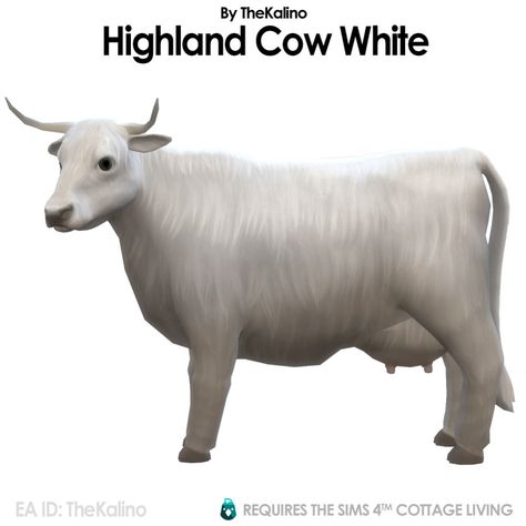 The Kalino — Highland Cow White Highland Cow White:... White Highland Cow, Sims 4 Cottage, Sims Pets, Cow House, Sims 4 Body Mods, Sims 4 Expansions, Sims 4 Cc Folder, Sims 4 Teen, Sims 4 Build