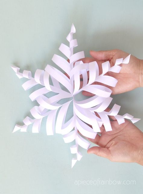 Make easy 3d paper snowflakes for beautiful winter & Christmas decorations. 3 free templates. Best paper crafts ideas for kids & family! - A Piece of Rainbow #papercut #papercrafts #diy #homedecor home decor ideas, #diyhomedecor #winterdecor #christmas #christmasdecor #crafts #fall #winter #farmhouse #vintage #farmhousestyle farmhouse, boho, ornaments, wedding décor #snow #snowflake Paper Snowflake Designs, Boho Ornaments, Snowflakes Diy, Paper Snowflake Template, 3d Paper Snowflakes, Paper Snowflake Patterns, Paper Snowflakes Diy, Winter Farmhouse, How To Make Snowflakes