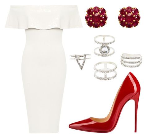 Window Shopper, Off Shoulder Cocktail Dress, Red Silk Dress, Charlotte Olympia, Urban Fashion, Polyvore Fashion, Silk Dress, Miu Miu, Christian Louboutin