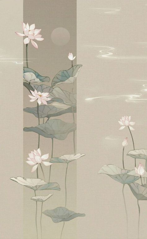 Asian Scenery, Lotus Flower Wallpaper, Lotus Flower Art, Floral Cards Design, Lotus Art, Asian Painting, Scrapbook Background, Diy Wall Art Decor, Art Landscapes