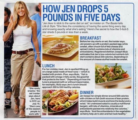 Jennifer Aniston Diet, Jennifer Aniston Salad, Three Week Diet, Aniston Salad, Salad Diet, Celebrity Diets, Diet Guide, Lose Pounds, Diet Keto