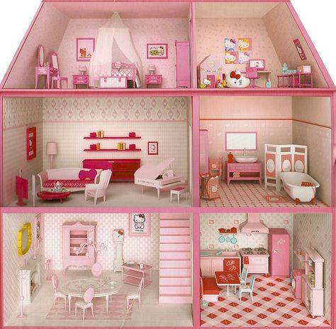 Hello Kitty Dollhouse and like OMG! get some yourself some pawtastic adorable cat apparel! Hello Kitty Dollhouse, Ag Doll House, Kitty Play, Doll Crib, Hello Kitty House, House Cartoon, Barbie Doll Set, Hello Kitty Toys, Hello Kitty Rooms