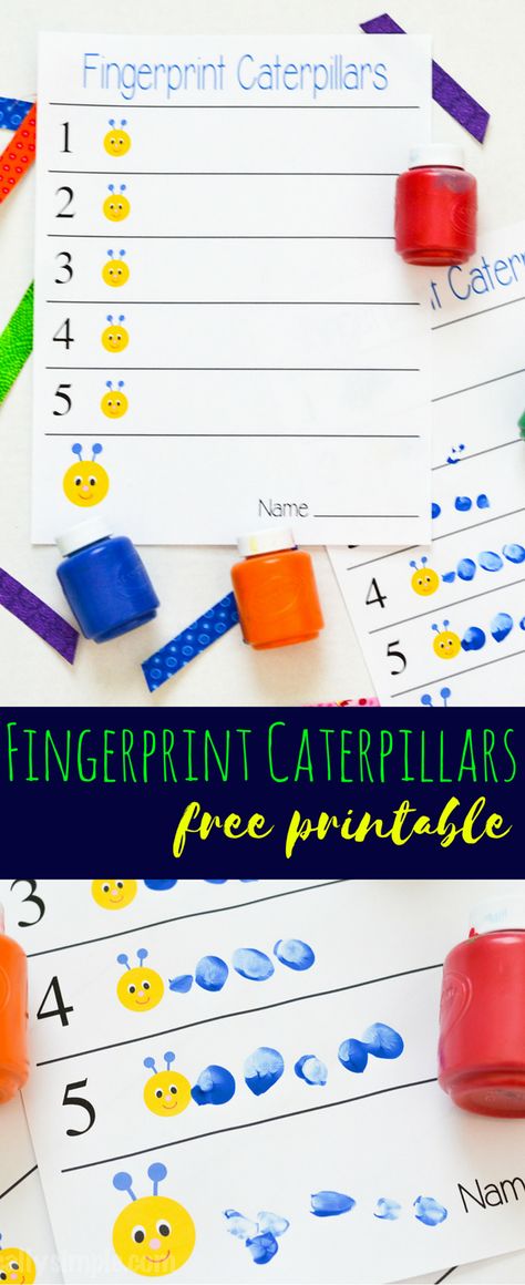 These fingerprint caterpillars are a fun way to work on number awareness! A simple craft project that only needs the free printable and some paint. Art Projects For Toddlers, Projects For Toddlers, Insects Preschool, Bugs Preschool, Caterpillar Craft, Spring Art Projects, Insects Theme, Preschool Projects, Toddler Art Projects