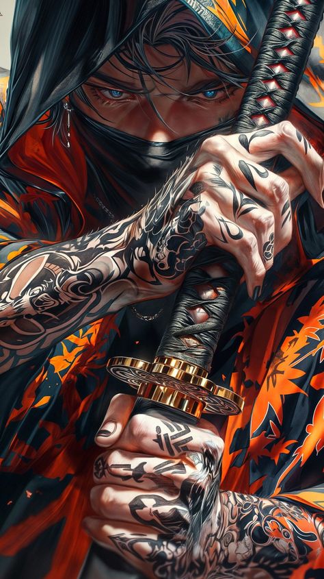 Ninja Tattoo, Anime Handsome, Home Screen Wallpaper Hd, Japanese Art Samurai, P Tattoo, Trill Art, Anime Picture Hd, Android Wallpaper Art, Arte 8 Bits