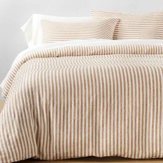 Bedding Sets : Target Pinstripe Bedding, Linen Comforter, Top Of Bed, Striped Duvet, Linen Duvet, Patterned Sheets, Warm Brown, Bed Duvet Covers, Duvet Sets