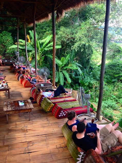 Laos Travel, Luang Prabang Laos, Bamboo House, Resort Design, Luang Prabang, Coffee Shop Design, Outdoor Restaurant, Farm Stay, Cafe Interior Design