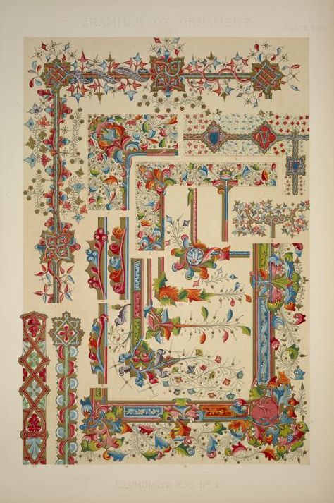 One of over 800,000 free digital items from The New York Public Library. Fiori Art Deco, Grammar Of Ornament, Illustration Art Nouveau, Illustrated Manuscript, Owen Jones, Medieval Books, Classic Art Prints, Alfabet Letters, Graphic Design Books