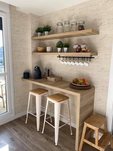 Mini Pantry Ideas Small Spaces, Small Kitchen Bar, Kitchen Window Valances, Small Kitchen Decor, Bunk House, Tiny Kitchen, Kitchen Area, Room Inspiration Bedroom, Binders