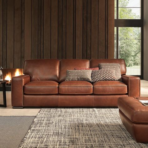 Brown Leather Sofa Bed, Belfort Furniture, Brown Leather Couch, Best Leather Sofa, Interesting Interiors, Leather Sofa Living Room, Leather Sofa Bed, Brown Leather Sofa, Leather Sofa Set