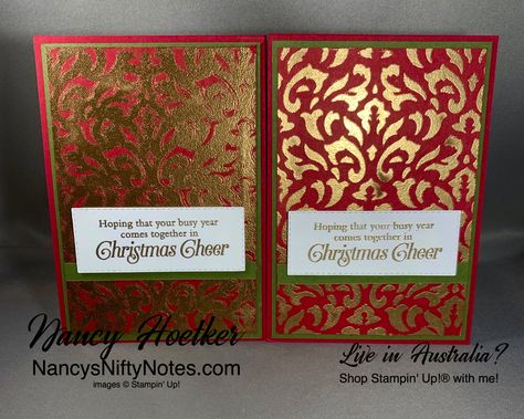 Masking with Versamark & Gold Embossing Powder Basic Pattern Decorative Masks by Stampin' Up! #nancysniftynotes Decorative Masks, Layering Stencils, Gold Embossing, Basic Pattern, Join My Team, Positive Images, Embossing Powder, Free Event, Card Tutorial