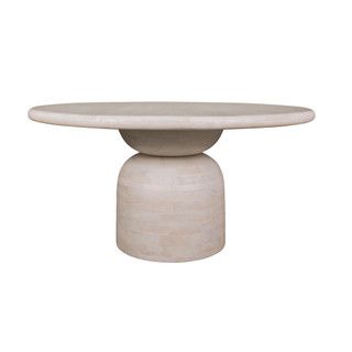 Features: new 60 Round Dining Table, Geometric Side Table, Wood Pedestal, Whitewash Wood, Pedestal Dining Table, Solid Wood Dining Table, Furniture Dining Table, Solid Mango Wood, Wood Accents