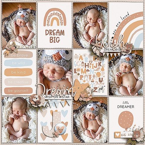 Baby Scrapbook Pages, Scrapbooking Layouts Baby, Baby Layouts, Project Life Layouts, Baby Boy Scrapbook, Digi Scrapbooking, Scrapbooking Techniques, Alphabet Cards