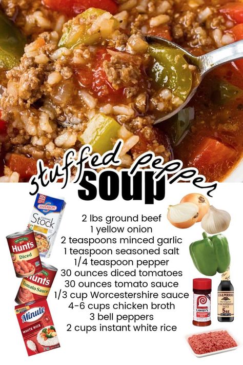 Stuffed Pepper, Pepper Soup, Stuffed Pepper Soup, Crockpot Recipes Slow Cooker, Easy Soups, Easy Soup Recipes, Homemade Soup, Quick Cooking, Delicious Soup