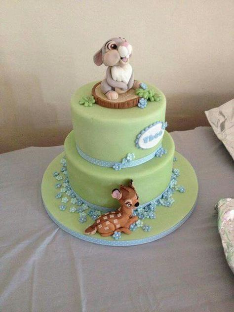 Bambi themed cake...the fondant Thumper and Bambi are amazing Bambi Cake, Baby Party Themes, Themed Gender Reveal, Disney Birthday Cakes, Disney Baby Shower, Disney Cakes, Birthday Surprise Party, Baby Shower Cake, Cakes For Boys